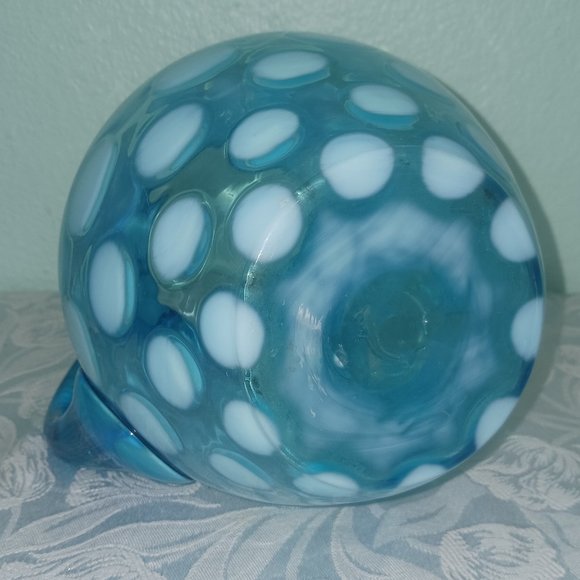 Vintage Fenton Blue Opalescent Coin Spot Pitcher - Picture 7 of 7